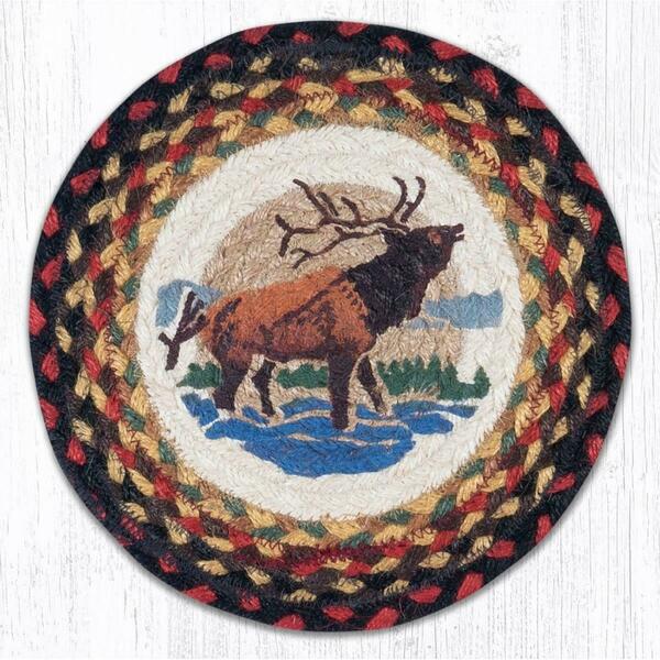 Capitol Importing Co 10 in. Jute Round Winter Elk Printed Trivet 80-319WE